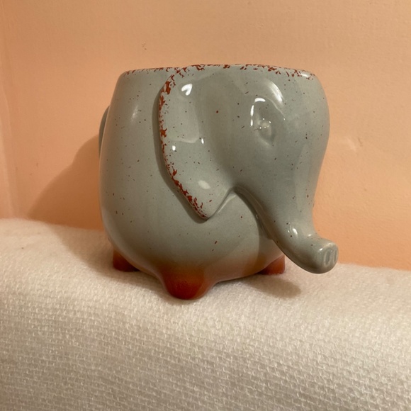 Gray Speckled Elephant Tea Coffee Mug Tea Bag Holder Whimsical and Fun - Picture 2 of 7